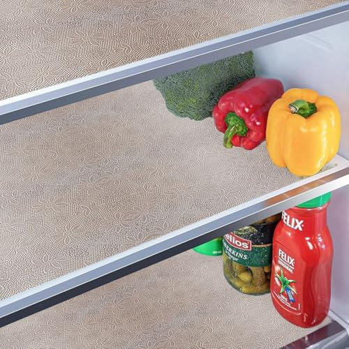 Kühlschrankmatten,Antirutschmatte küche,Schrankpapier Abwaschbar,BPA-Free Antirutschmatte Schubladen,DIY Zuschneidbar Kühlschrank Matten für die Einlegeböden des Kühlschranks Transparente(45X300cm)