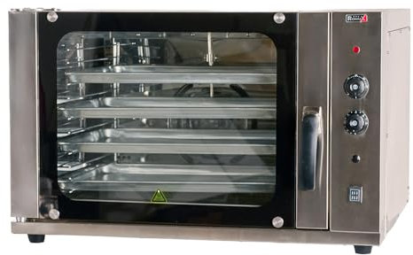Romux® Forno a Convezione Elettrico Industriale 4 Vassoi 60x40 cm Top con funzione grill e vapore | Forno professionale per panetteria - 300°C e 6800W | Acciaio Inox e Porta Fredda Doppio Vetro
