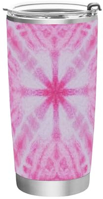 siphylline Pink Gradient Tie-dye Stainless Steel cups with lids reusable with Lid coffee mugs for School, Sports, Daycare, Camp & More safe tumbler 20oz 20oz