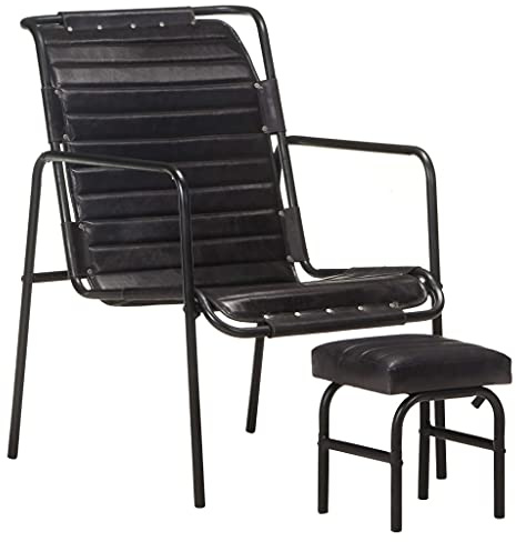 Mimdixy Sillón de cine individual sillón reclinable, sillón de relax con reposapiés negro de cuero auténtico, para dormitorio y sala de estar, instalación rápida