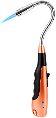 Butane Lighter with Visual Fuel Window for Kitchen Grill, Orange (No Butane)