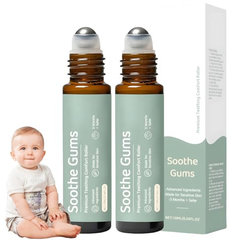 2 Pcs Teething Relief Roller, All-Natural Gentle Relief Roll On, Essential Oil Massage Roll On, Teeth Roller for Re-LIEF Teething Discomfort
