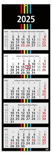 GEIGER-OFFICE 5-Monatskalender 2026 Black+Stripes 33 x 100 cm Wandkalender mit Schieber - dekoratives Großformat mit 5 einzelnen, perforierten Kalenderblocks - Rückwand faltbar
