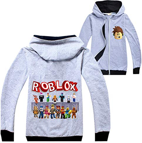 Roblox Chaqueta Niños Cremallera Suéter Adolescente Sudadera Con Capucha Niñas Manga Larga Camiseta Algodón Otoño Deportes Tops Ropa De Correr, Gris 1, 11-12 Years