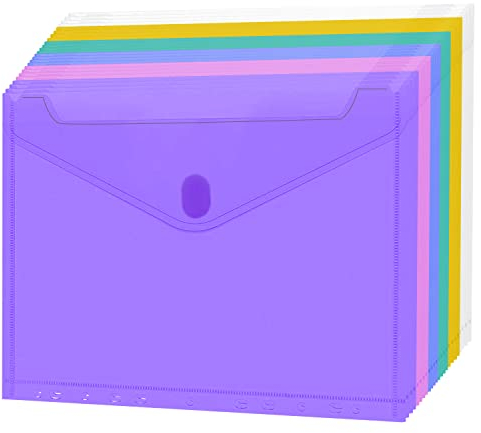 24er-pack Dokumententasche A4 Farbig,Dokumentenmappe A4 zum Abheften Farbig,Dokumententasche Wasserdicht A4,Klettverschluss Dokumententasche A4,Dokumentenmappe A4 Ringbuch