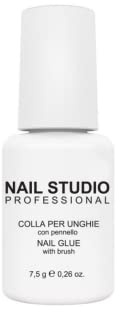 Nail Studio Professional, Colla per Unghie con Pennello, Garantisce Rapida Adesione della Tip all'Unghia Naturale, Colla per Unghie Resistente, 7.5 gr