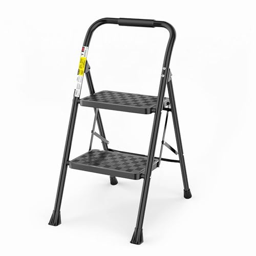 HBTower 2 Step Ladder, Step Stool for Adults,2 Step Ladder Folding Step Stool with Wide Pedal Ergonomic Design