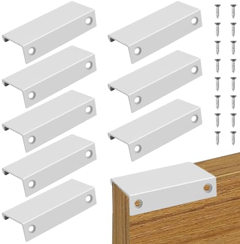 GEARMAX 8 Piezas Tiradores de Muebles, Mango Oculto, Tiradores Cocina Aluminio, Tiradores Cajones con 16 Tornillos, Tiradores Armarios Largos, para Armarios de Tocador, Gabinete