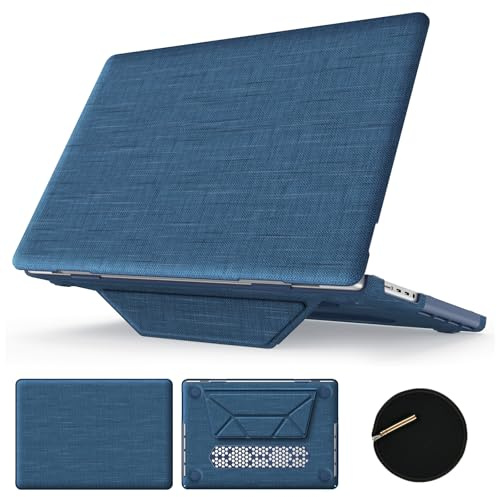KAIJIAbox Compatible for MacBook Pro 16 Inch Case 2026-2021 M5 M4 M3 M2 M1 Pro/Max, Foldable Stand | Keyboard Cover | Mouse Pad | Plastic Hard Shell Woven Fabric | Closes Seamlessly, Navy
