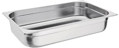 Stalwart Stainless Steel Gastronorm Container, 1/1 Size, 530 x 325mm, Commercial Grade, Hot and Cold Food Storage (100mm Deep)