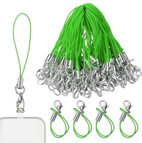 50 Stück Verde Cordón para móvil para llaveros, anillas para móvil con mosquetón, correa para teléfono, cordón con colgantes para móvil, colgante para llave USB