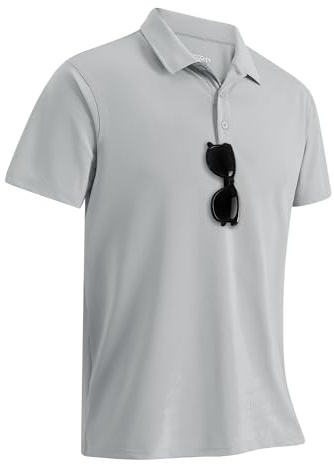 33,000 fot pikétröja för män, golftröja UPF50+ ventilerande pikétröja, Silvergrå (nylonspandex), XXL