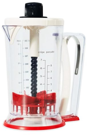 Cetfuro Impastatore e Dispenser per Pastella - Dispenser per Pastella per Pancake - Dispenser per Pancake - Dispenser per Pastella con Manico Comprimibile - 900 Ml