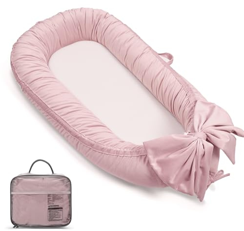 EAQ Baby Nest Pod for Newborn,Baby Sleep Pod Soft Breathable Napping or Traveling for 0-12 Months,Travel & Baby Essentials for Newborn (Light Pink)