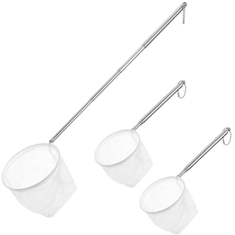 3 Pièces Épuisette Aquarium, Filet Télescopique À Mailles Fines Pour Crevettes, Idéal Pour Attraper Petits Poissons, Crevettes Et Nettoyer L'aquarium, Blanc