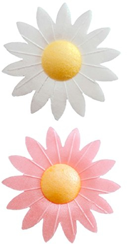 dekora - Margaritas Comestibles, Pack 8 unidades | Flores Comestibles para Tartas - Decoracion Tartas Cumpleaños de Oblea - Colores Surtidos
