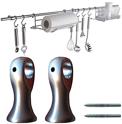 parpyon® 2 Supporti per bastoni Tende in Metallo, staffe Bastone Tenda appendi mestoli da 13mm, Materiale Resistente per Appendi Abiti a Parete o soffitto (47NS)