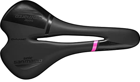 Selle San Marco ERA Lady Dynamic – Bequemer, ergonomischer Rennradsattel für Damen mit Flacher Form und Stahllegierungs-Schiene – Einheitsgröße, Schwarz/Rosa
