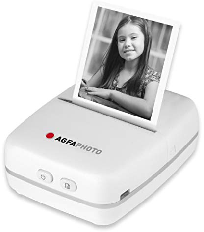 AgfaPhoto Realipix Pocket P – Imprimante Photo Thermique Portable (Impression Noir et Blanc sans Encre, Bluetooth, Batterie Lithium) Blanc