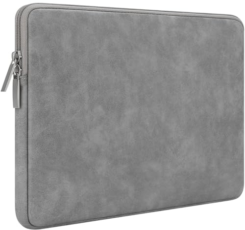 RAINYEAR 11 Inch Laptop Sleeve PU Suede Leather Case Protective Padded Cover Water Resistant Carrying Bag Compatible with 11.6 MacBook Air Surface Pro for 11 Notebook Computer Tablet Chromebook(Grey)