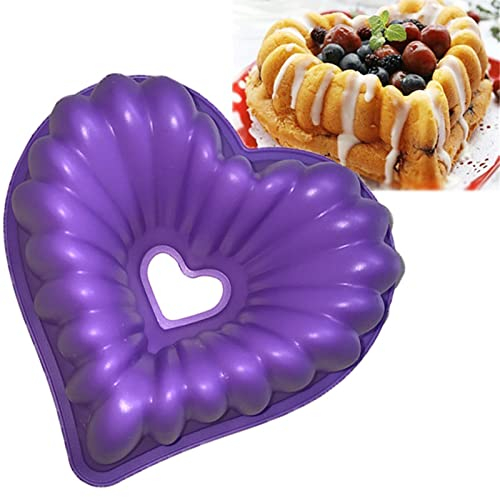 RoseFlower Torta a forma di cuore in silicone 3D, Stampo per pane a forma di cuore in silicone grande, Torta di mousse a forma di cuore, Stampo per pane, Accessorio da forno antiaderente