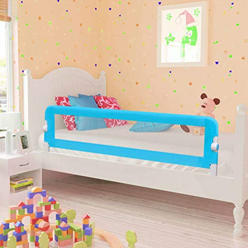 Yongdu Kleinkind Bettschutzgitter, Rausfallschutz Bett, Bettgitter Rausfallschutz, Rausfallschutz Kinderbett, Bettumrandung Babybett, 2 Stück Blau 150 x 42 cm