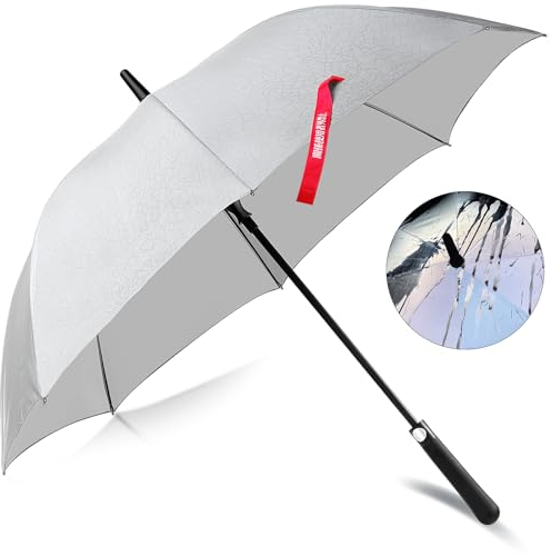 UVANTI Großer Regenschirm, winddicht, reflektierend, automatisches Öffnen, silber/metallisch, 99,1 cm Durchmesser, für 2 Personen, Regen, Golf, Veranstaltungen im Freien