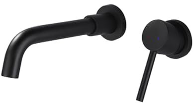XJTNLB Wall Mounted Bathroom Basin Taps Mixers Single Lever Bathroom Basin Sink Mixer Taps Black,Without Pre-Built Box