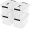 Melontray 10 L Clear Plastic Storage Box with Lid, 4 Pack Latch Storage Boxes