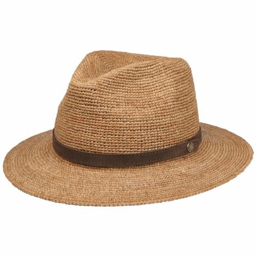 Stetson Crochet Rollable Traveller Straw Hat Women/Men Nature-Brown 7-7 1/8