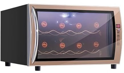 TT-YEC Liten minivinkällare, 8-12 flaskor vinkyl med innerbelysning och digital temperaturkontrollkylskåp, dörr i härdat glas, vinskåp med konstant temperatur, vinförvaringsskåp, svart,A