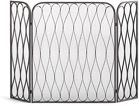 CCKUYT Grille de cheminée, Pare-étincelles, Pare-étincelles, Protection de cheminée, décoration de cheminée, Noir