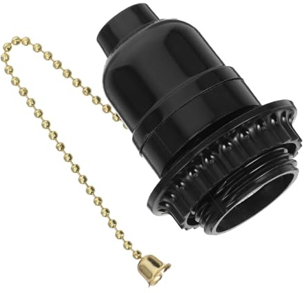 AUTSUPPL Support De Lampe E27 Avec Interrupteur À Tirette Noir Douille À Chaîne De Traction Facile À Installer Pour Lampes De Table Et Lampadaires Compatible Et Polyvalent