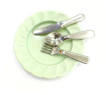 Miniature Utensils with Cutter Fork Spoon Model Figurine Doll House Kitchen Scene Display Accessories Furniture Simulation Dishware Model Figure