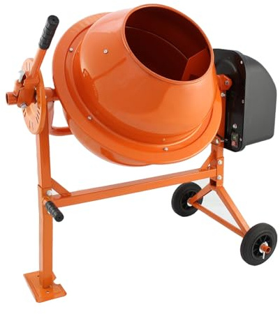 70 Litre Electric Cement Mixer 250W 30RPM Portable Orange Mortar Concrete Mixing Machine with Heavy Duty Wheels DIY / 240V