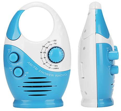 Shower Radio, Waterproof AM FM Radio with Top Handle, Splash Proof Bathroom Radio Built in Speaker and Adjustable Volume Shower Radio