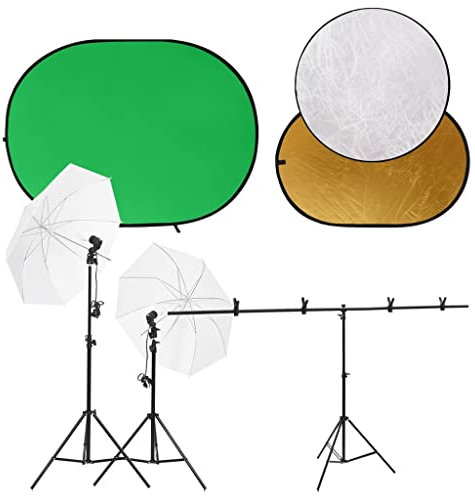 vidaXL Fotostudio-Set mit Leuchten, Hintergrund und Reflektor, Fotostudio Set, Studio Set, Tageslichtlampe, Fotografie Set, Fotostudio Beleuchtung