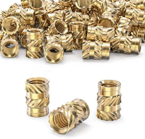 ORTAVA M4 Gewindeeinsatz,50 Stück Einpressmuttern,Messing Einbettung Muttern Rändelmuttern,M4×8,1×6 mm,Threaded inserts für Kunststoffteiledurch Wärme oder Ultraschall in 3D-Drucker Teile