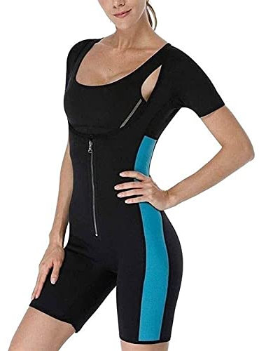 WEITING Damen-Saunaanzug, Taillentrainer, Fitness, Langarm, Neopren-Shirt, Schlankheits-Workout-Korsett, Bauchkontrolle, Schweißeffekt Saunaanzug (Color : Blue, Size : XXL)