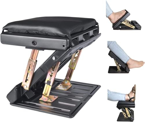 MYOYAY Fußstütze Schreibtisch, Einstellbar Fußhocker 4 Höhenverstellbar mit Massage und Weichem, Ergonomischer Rutschfest Fußstützen für Büro Auto Zuhause Reise
