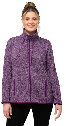 Ulla Popken, Chaqueta de Forro Polar para Mujer, Tallas Grandes, con Estampado de Rombos, Morado, 54-56