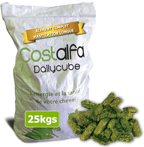 Costalfa Dailycube 25 kg, alimentación completa para caballos, 100% natural de alta calidad dieta diaria para caballos, fortalece el sistema inmunológico…