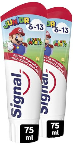 Signal Dentifrice Junior Super Mario Fruits Rouges 6-13 ans 2x75ml