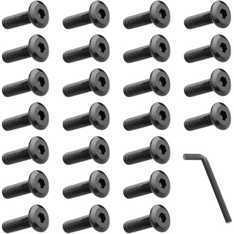 HOTUT - Tornillo de cabeza avellanada M6x20 mm, 25 piezas tornillos de seis hojas huecas con llave hexagonal, tornillo de cabeza plana en A2 V2A, rosca completa pernos de cabeza hexagonal