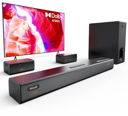 Hiwill 5.1CH Soundbar TV, Dolby Atmos Casse Home Theatre, 6,5 Subwoofer Senza fili, 2 Altoparlanti Surround Cablati, Home Cinéma Enceintes Téléviseur, 420W Potenza di Picco, eARC, HiElite A51PRO