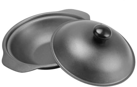 Alipis Small Cast Iron Casserole Pot with Lid, Heat Retention Braised Chicken Rice Pot, Multi-Purpose Cooking Serving Dish