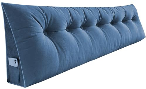 OHMG Rückenkissen 200CM,Keilkissen für Bett und Sofa geeignet,Dreieckiges Lesekissen,Kissen mit abnehmbarem und waschbarem Bezug,mit praktischem Seitenfach,Sitzkissen, Wandkissen