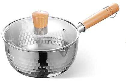 Milchtopf Kasserolle mit Deckel Allzweck Topf: Nahrungstopf Leicht 18cm mit Skalen Pastatopf für Gas und Induktion Massivholzgriff