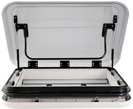 ZEEKYFOR Puits de Lumière pour Camping-Car avec éclairage LED, Trappe D'aération pour Toit de Caravane, Fenêtre de Toit en Alliage D'aluminium avec Filets et Pare-Soleil,700x500mm