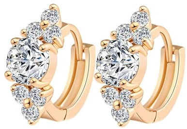 Tolldek Orecchini a cerchio in oro giallo 9 carati, orecchini a cerchio in moissanite, Au 375, stile Liberty con moissanite genuino